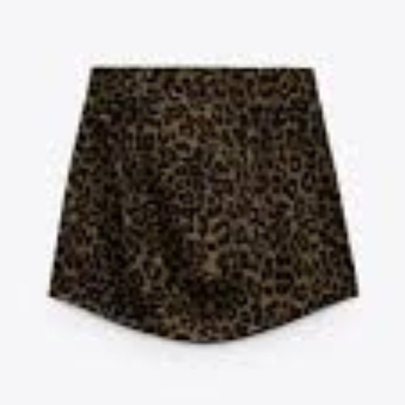 Zara Satin Effect Mini Skirt Leopard Print Women's Size XL - Picture 2 of 13